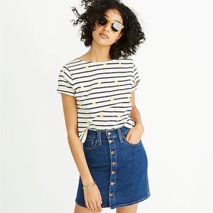 Madewell Button Front Denim Blue Jean A-Line Skirt Women’s Size 12 EUC Dark Wash